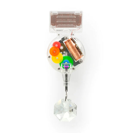 RainbowMaker solar-powered rainbow maker with colorful gears and genuine crystal for window attachment.