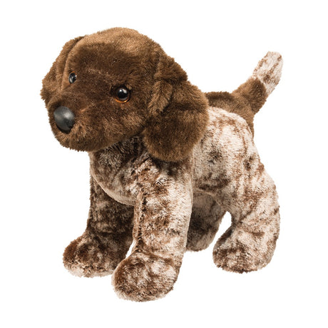 German Pointer Ivan plush toy with soft brown and white spotted coat and floppy ears, perfect for cuddling.