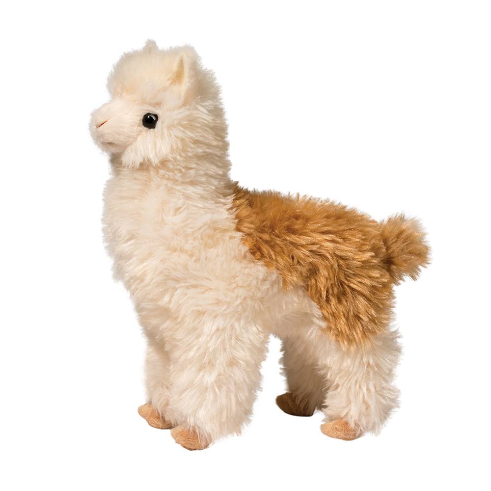 Alpaca Alice plush toy, soft cream and brown alpaca stuffed animal, friendly and cuddly pet for kids.