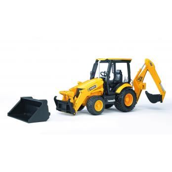 LCB MIDI CX Backhoe Loader model with detachable front shovel and backhoe loader, detailed miniature construction equipment.