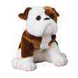 Bulldog Hardy plush toy with soft brown and white fur, wrinkly face, and big squishy toes, perfect for cuddles.