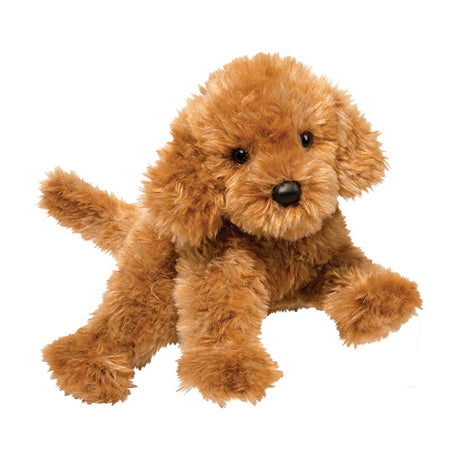 16″ Addie Caramel Labradoodle plush dog with soft, fluffy fur, perfect for kids ages 2 and up.