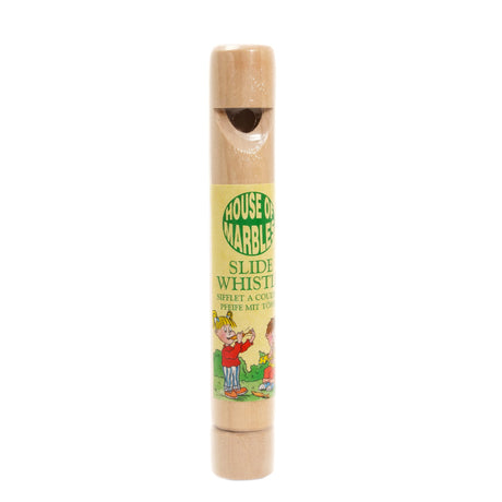 Slide Whistle wooden musical instrument with playful label, perfect for silly noises and fun moments. Slide Whistle product.