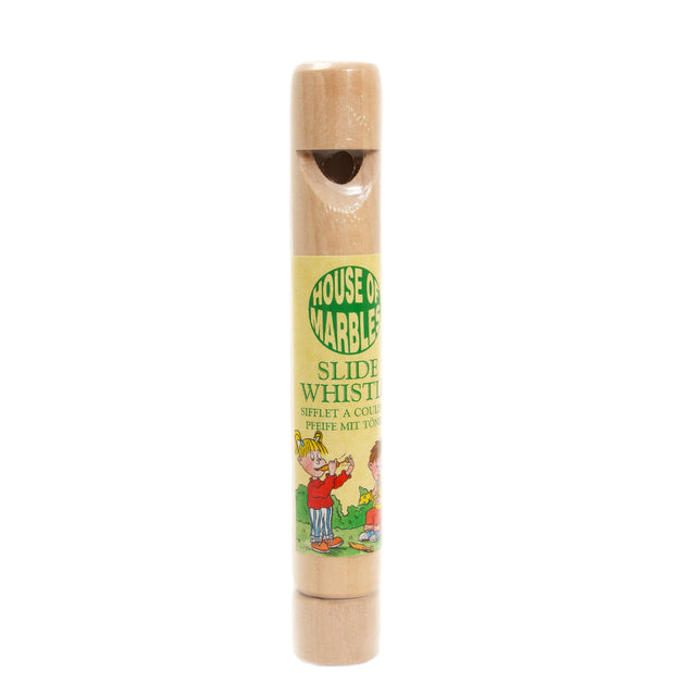Slide Whistle wooden musical instrument with playful label, perfect for silly noises and fun moments. Slide Whistle product.
