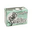 Adventurer's Whistle in a vintage-style box featuring an explorer illustration and metal whistle text branding.