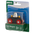 Bell Wagon Car wooden toy with bell sound, compatible with BRIO trains, suitable for ages 3 and up.