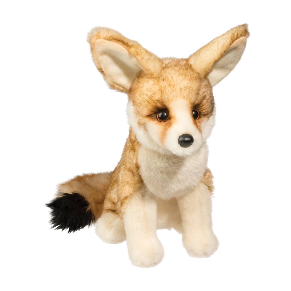 Fennec Fox Sly plush toy with large ears, detailed brown and cream fur, and a black-tipped tail, lifelike and adorable.