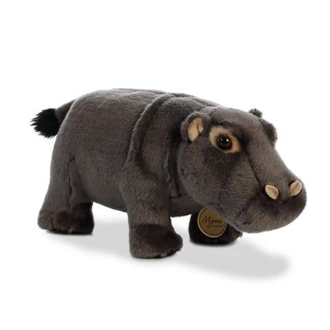 Hippopotamus plush toy with soft grey fur and charming details, perfect unique gift for all ages.