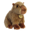 Capybara plush by Miyoni with soft brown fur, sitting on hind legs, 9 inches tall, realistic and cute stuffed animal.