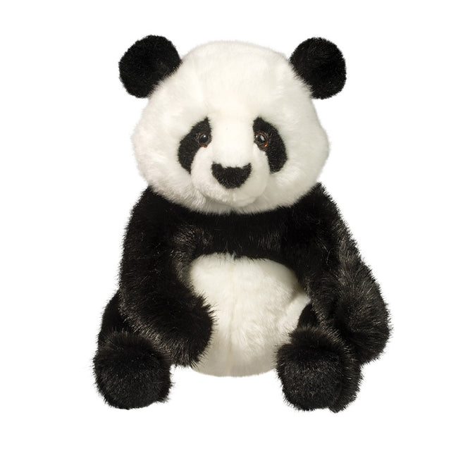 Plush Panda Paya with black and white markings, seated with roly poly belly, soft and huggable, 11-inch tall stuffed animal.