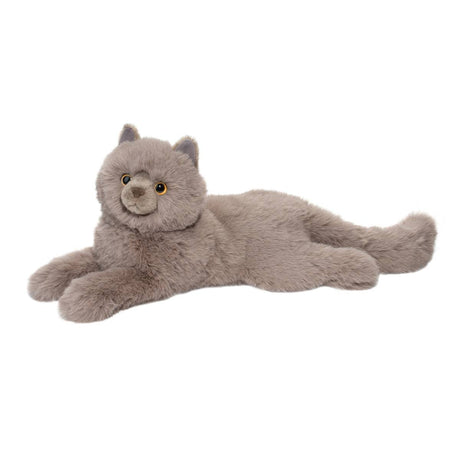 Persian Cat Juliette plush stuffed animal in soft lilac gray with golden eyes, cuddly and lifelike design for cat lovers.