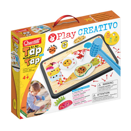 Tap Tap Set: Food with colorful food-shaped pieces and a blue hammer for creative pounding fun ages 4 and up