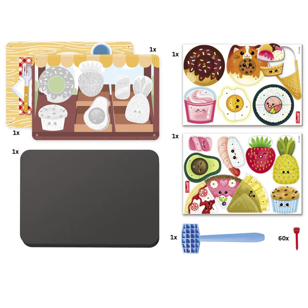 Tap Tap Set: Food with colorful food-shaped pegs, hammer, and board for creative pounding fun for kids aged 4 and up