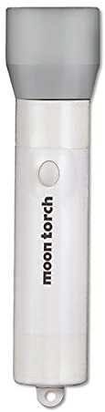 Moon Torch Light white handheld torch with on/off button for projecting moon images in dark rooms.