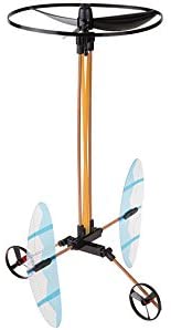 Rubberband Racers model with bamboo frame and rubber band powered propeller flying toy for kids physics learning.
