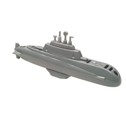 Diving Submarine toy in gray sturdy plastic, designed for underwater fun powered by baking powder, suitable for ages 6 and up.