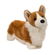 Corgi Chadwick plush with lifelike russet and white fur, short legs, oversized ears, and expressive eyes for hugging.