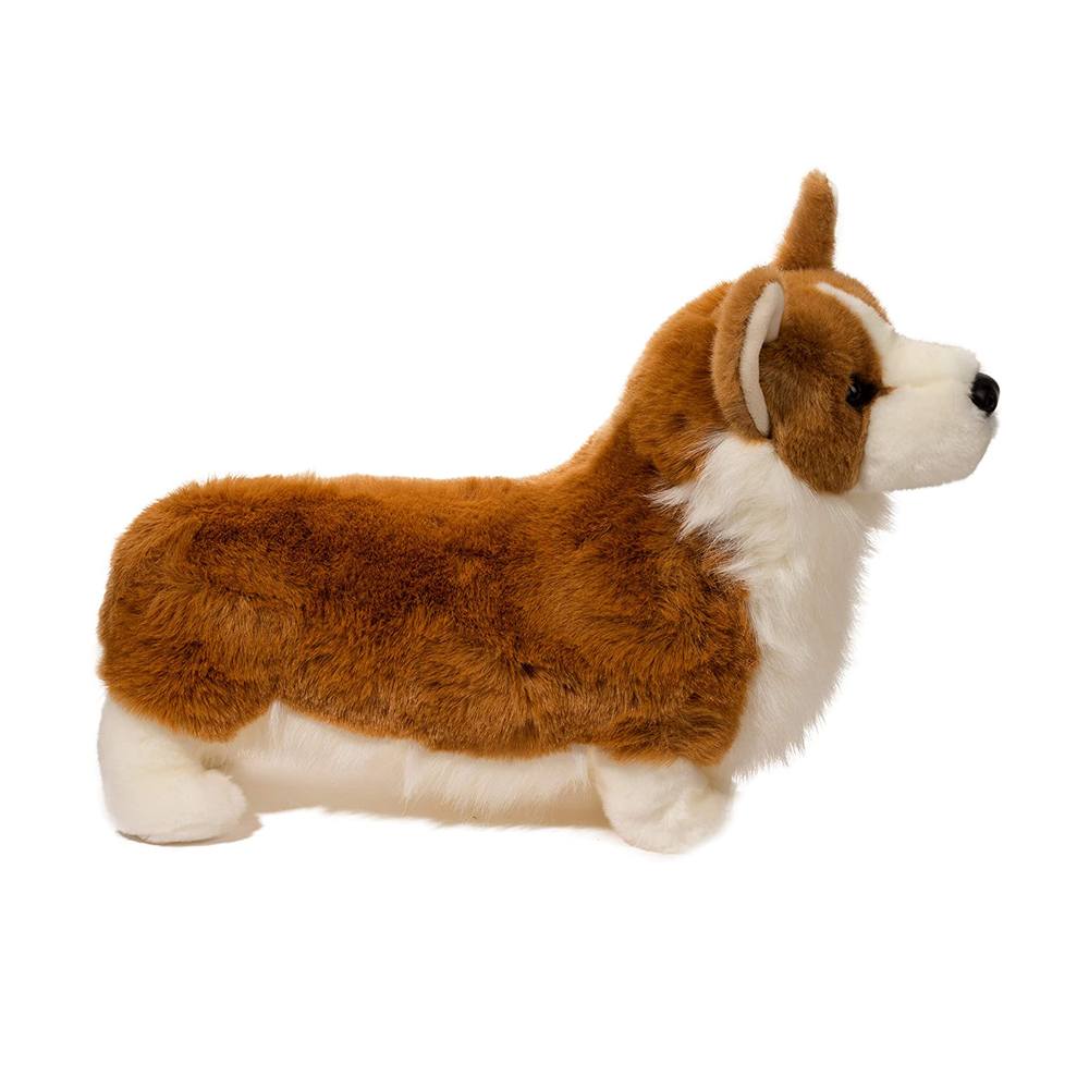 Cuddly plush Corgi Chadwick with russet and white fur, lifelike design, and expressive details perfect for hugging.