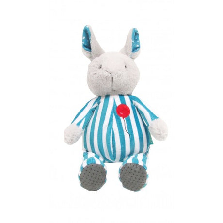 Goodnight Moon | Bunny plush toy in striped blue pajamas with red balloon, soft and perfect for babies 0+.