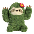 Cactus Sloth plush toy with soft green cactus-like texture, smiling face, and a red flower accessory.