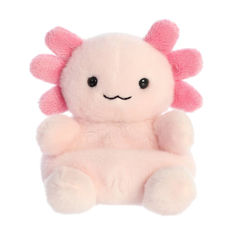 Palm Pals Axolotl Ax plush toy with soft pink fluffy texture and friendly face, perfect for all ages.