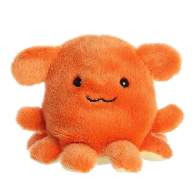 Palm Pals Octopus Ditsy plush toy in bright orange, soft and fluffy with a friendly smile, perfect for all ages.