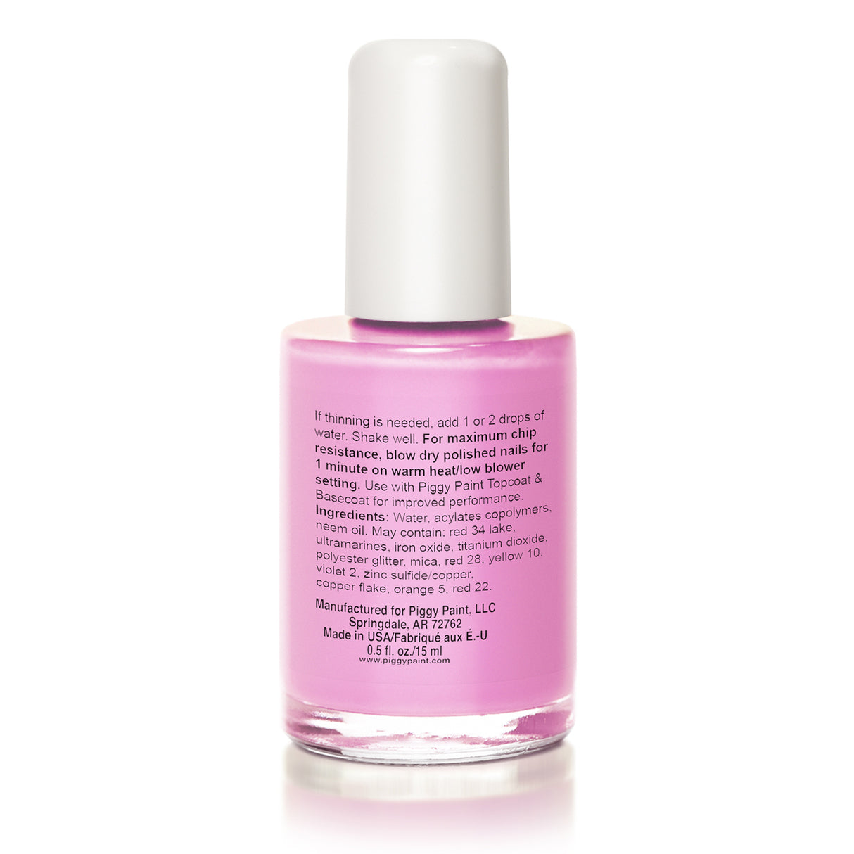 Nail Polish Pinky Promise by Piggy Paint, non-toxic, water-based, cruelty-free bright neon pink polish, safe for all ages.