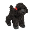 Poodle Gigi plush toy with ultra-soft curly black fur and a red bow, perfect for children 24 months and up.