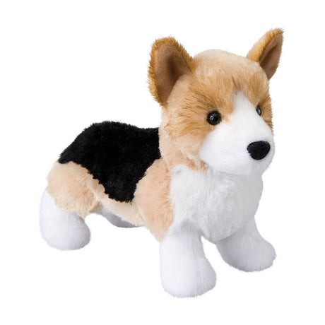 Corgi Shorty plush toy with tri-color coat, soft fur, and bright eyes, perfect for cuddling and adventures.