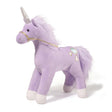 Unicorn Bluebell plush toy with flowing mane, sparkle heart accents, striped pink horn, and 13-inch height.