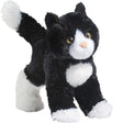 Black & White Cat Snippy plush toy, soft short-haired black and white cat, 8 inches tall, friendly and adorable stuffed animal.