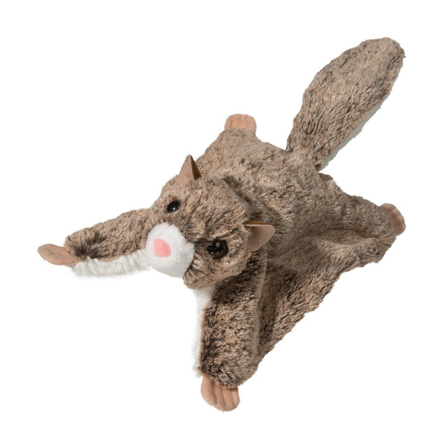 Flying Squirrel Jumper plush toy with soft brown fur, pink nose, and outstretched paws mimicking gliding membranes.