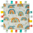 Taggies Blankie Rainbow with colorful rainbow patterns and looped ribbons for sensory play, soft and portable baby comforter.