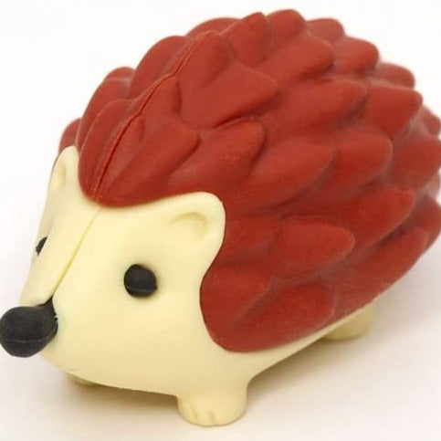 Japanese Eraser Hedgehog, a hand-assembled eco-friendly puzzle eraser toy made in Japan with an adorable design.