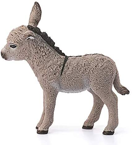 Donkey Foal figurine with a grey coat, white snout, and eyes, showcasing a sturdy, lifelike farm animal model.