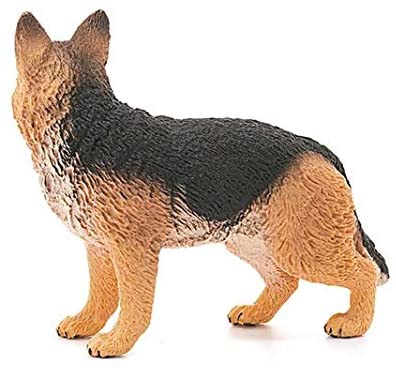 German Shepherd figurine showing the dog’s characteristic black and tan coat, standing alert and attentive.