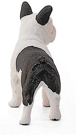 French Bulldog figurine showing black and white coloring and distinctive bat ears from rear view.