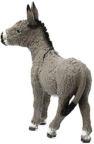 Donkey figurine showing a balanced, sure-footed animal with textured grey fur and realistic features.