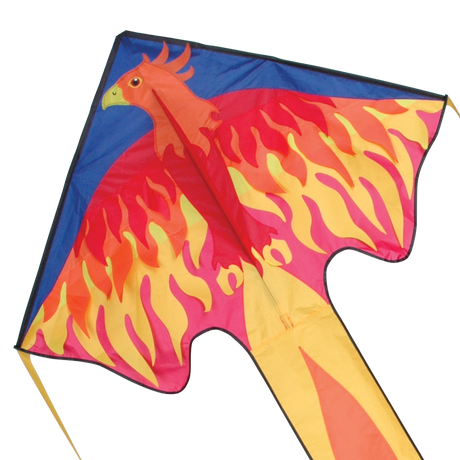 46" Easy Flyer Kite | Phoenix with bright red and yellow flame design, simple assembly, and easy flying for all ages.