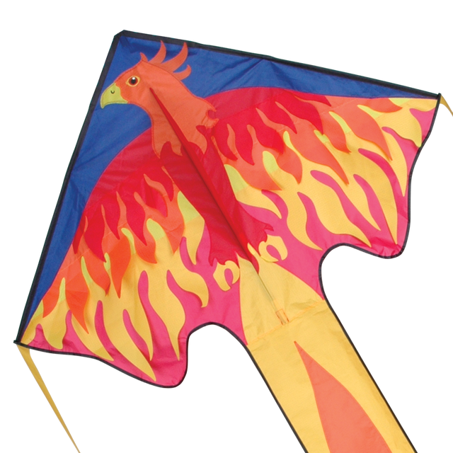 46" Easy Flyer Kite | Phoenix with bright red and yellow flame design, simple assembly, and easy flying for all ages.