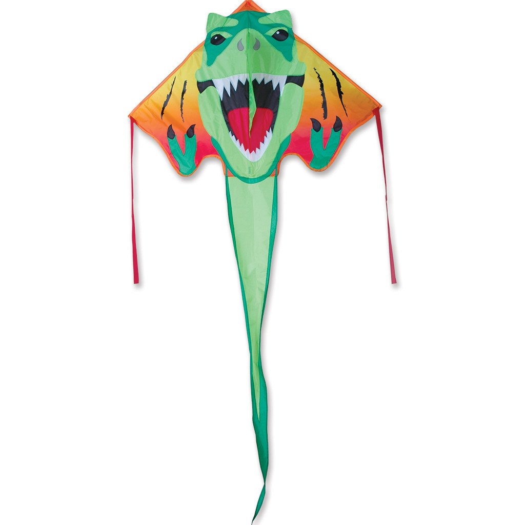 46" Easy Flyer Kite | T-Rex with vibrant dinosaur design, easy assembly, and durable nylon fabric for fun flying.