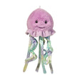 Jellyfish Wiggles plush toy with pastel watercolor tentacles and a soft lilac ruffled hood, designed for kids 24 months and up.