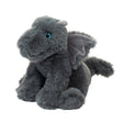 Soft plush Mini Dragon Sootie in cinder gray with velvet wings and tiny horns, perfect for kids 2 and up.