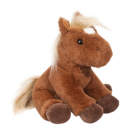 Horse Nellie plush toy with chestnut coat, flaxen mane, oversized hooves, and soft cuddly body, perfect for kids.