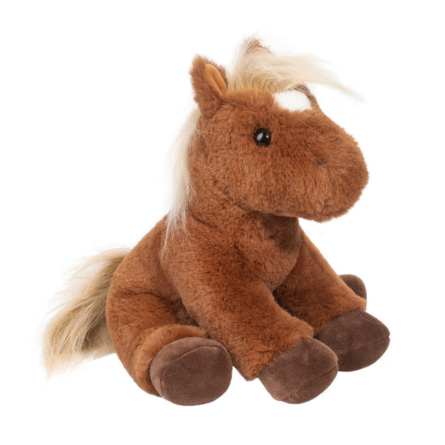 Horse Nellie plush toy with chestnut coat, flaxen mane, oversized hooves, and soft cuddly body, perfect for kids.