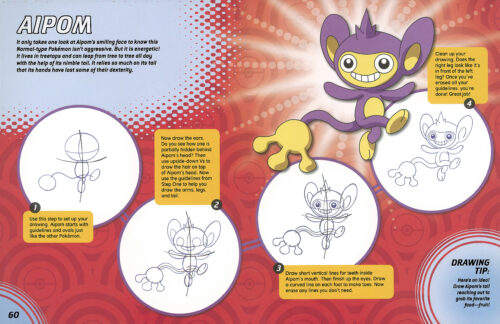 How to Draw Pokemon Deluxe Edition showing step-by-step Aipom drawing instructions for kids and beginners.