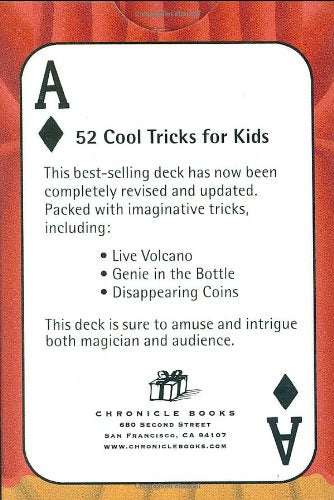 52 Cool Tricks for Kids Cards featuring imaginative magic tricks like Live Volcano and Disappearing Coins for ages 6 and up.