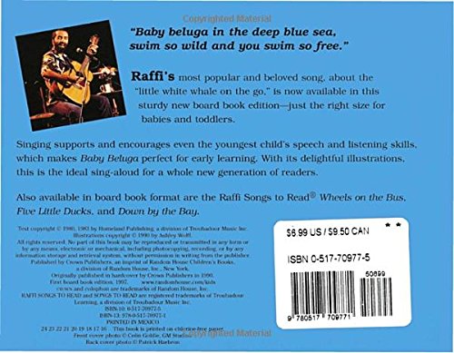 Baby Beluga board book cover with Raffi singing and song lyrics for babies and toddlers early learning.