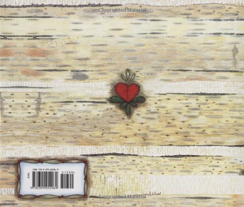 The Mitten book cover showing a wooden texture background with a small red heart design in the center.