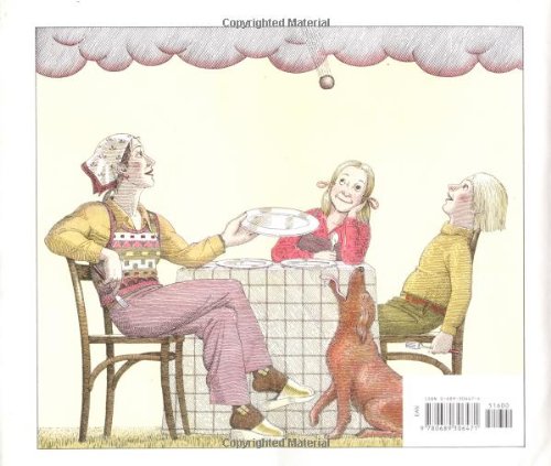 Cloudy With a Chance of Meatballs shows a family at a table under food-filled clouds ready to catch a meal.